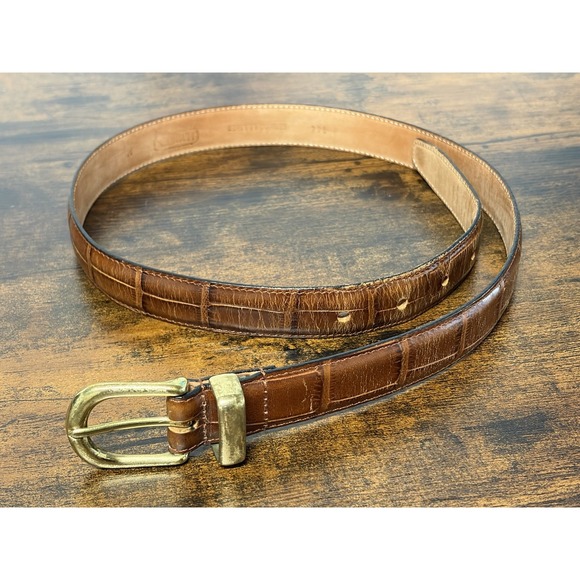 Harken Accessories - Harken Women's Meduim Brown Leather Belt Croc Embossed Medium USA Made Vintage